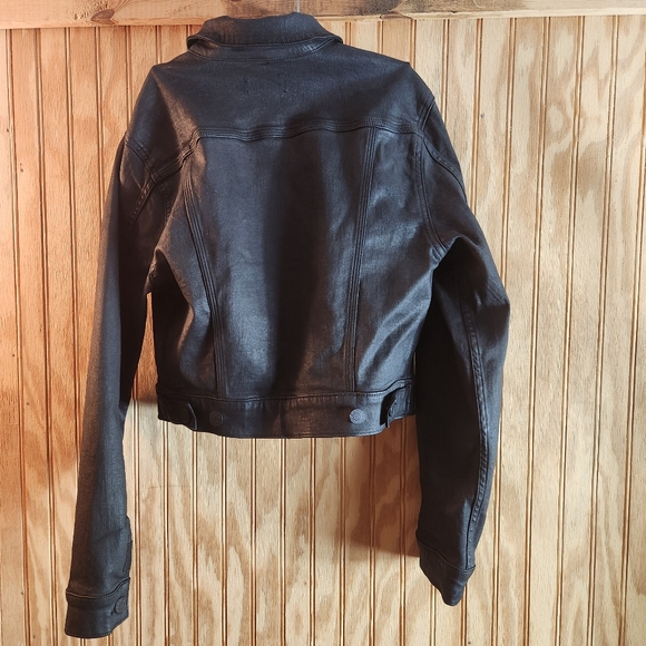 7 Seven for all Mankind Denim Black Wax Coated Jacket - Picture 4 of 13